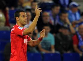 Sevilla's forward Alvaro Negredo celebra