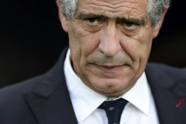 Portugal's coach Fernando Santos looks on prior to the friendly game Portugal against Italy on the Stade de Geneve on June 16, 2015 in Geneva.  AFP PHOTO / FABRICE COFFRINI        (Photo credit should read FABRICE COFFRINI/AFP/Getty Images)