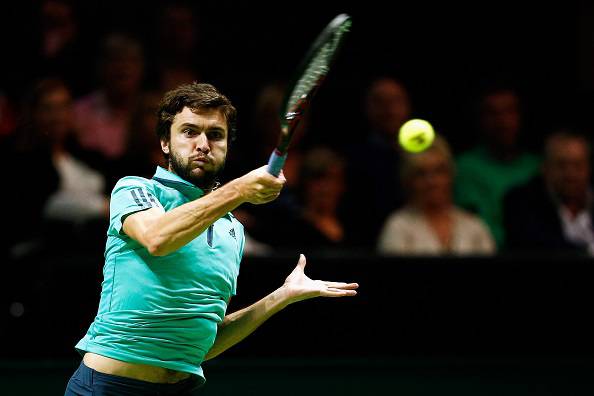 ***** in action against ***** during day 3 of the ABN AMRO World Tennis Tournament held at Ahoy Rotterdam on February 10, 2016 in Rotterdam, Netherlands.