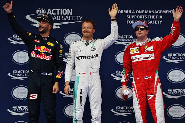 Ricciardo, Rosberg e Raikkonen