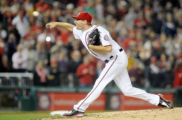 WASHINGTON, DC - MAY 11: Max Scherzer #31 of the Washington Nationals pitches in the ninth inning against the Detroit Tigers at Nationals Park on May 11, 2016 in Washington, DC. Scherzer tied the MLB record for strikeouts in a game with 20. (Photo by Greg Fiume/Getty Images)