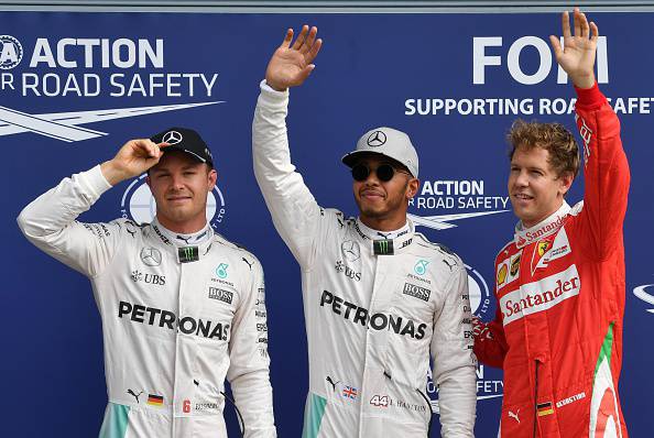 Nico Rosberg, Lewis Hamilton e Sebastian Vettel (getty images) SN.eu