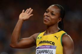 Jamaica's Veronica Campbell-Brown waves