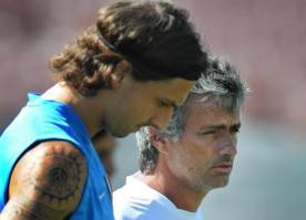 Inter Milan forward Zlatan Ibrahimovic Jose Mourinho