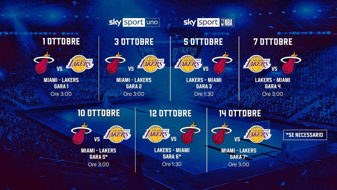 Basket Nba | Finale Lakers-Miami: il calendario e la programmazione Sky