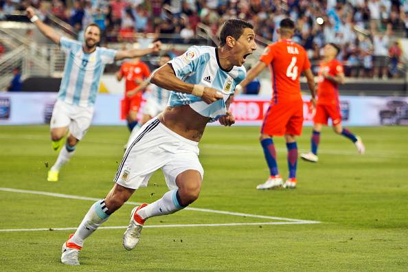 Angel Di Maria con la maglia dell'Argentina, a segno all'esordio in Copa America
