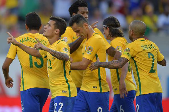 Il Brasile festeggia un gol in Copa America