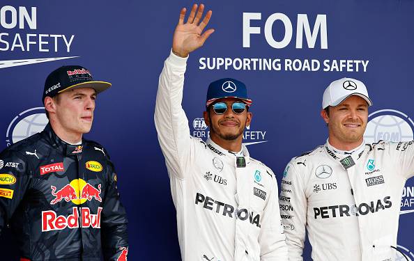 Verstappen, Hamilton e Rosberg