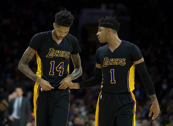 Brandon Ingram e D'Angelo Russell, giocatori NBA. Militano nei Los Angeles Lakers