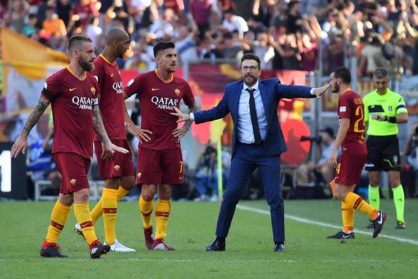 Di Francesco durante il derby vinto a settembre 2018