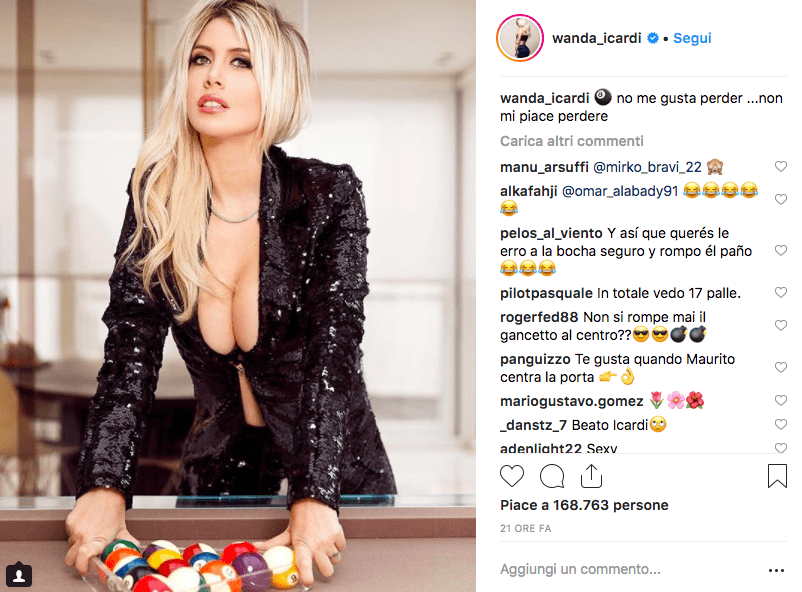 Wanda Nara sexy biliardo Instagram