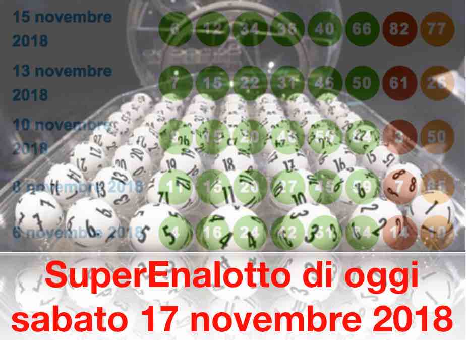 estrazioni superenalotto oggi 17 novembre 2018