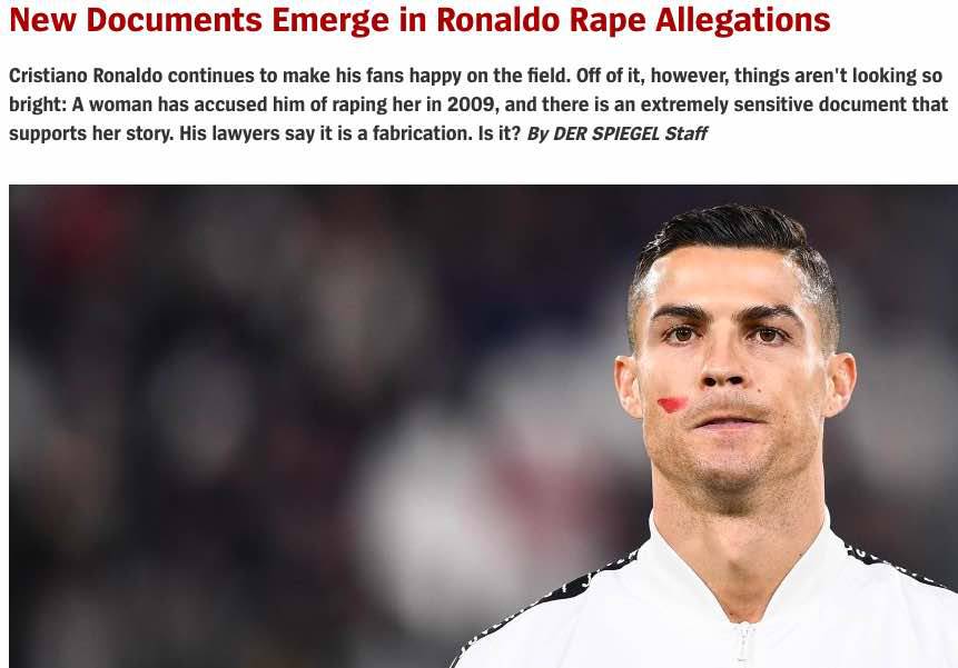 Der Spiegel nuove accuse a Cristiano Ronaldo