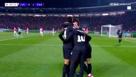 Neymar secondo gol del PSG a Belgrado è bellissimo