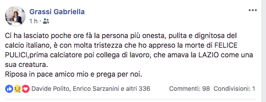 messaggio su fcbk di una ex dirigente della Lazio