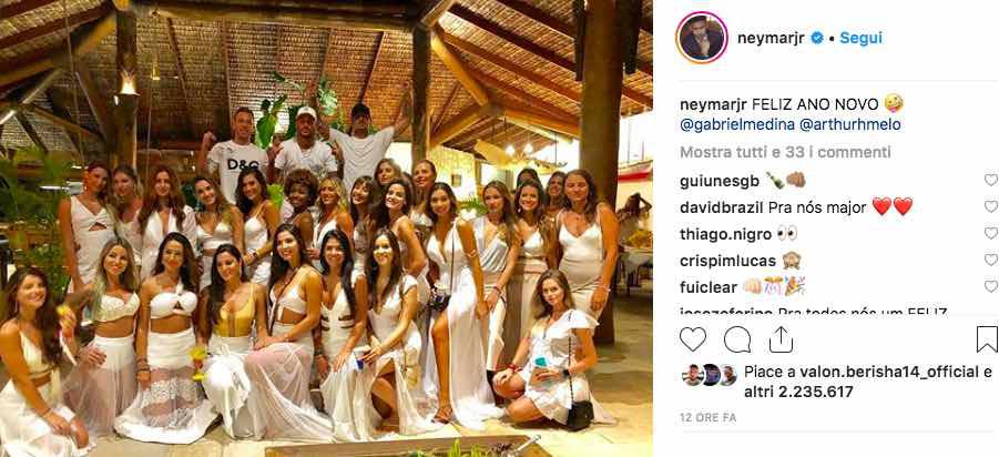 Neymar il capodanno in compagnia di 26 ragazze a Bahia