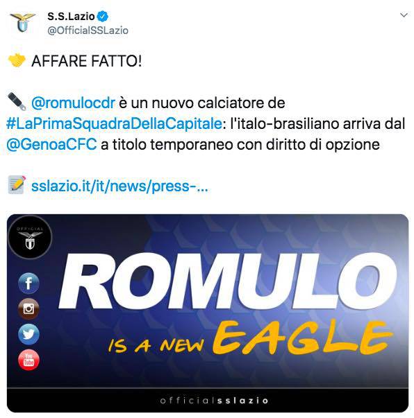 Ufficiale Romulo alla Lazio