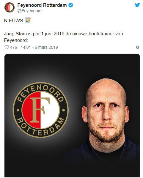 Nota ufficiale del Feyenoord su Jaap Stam