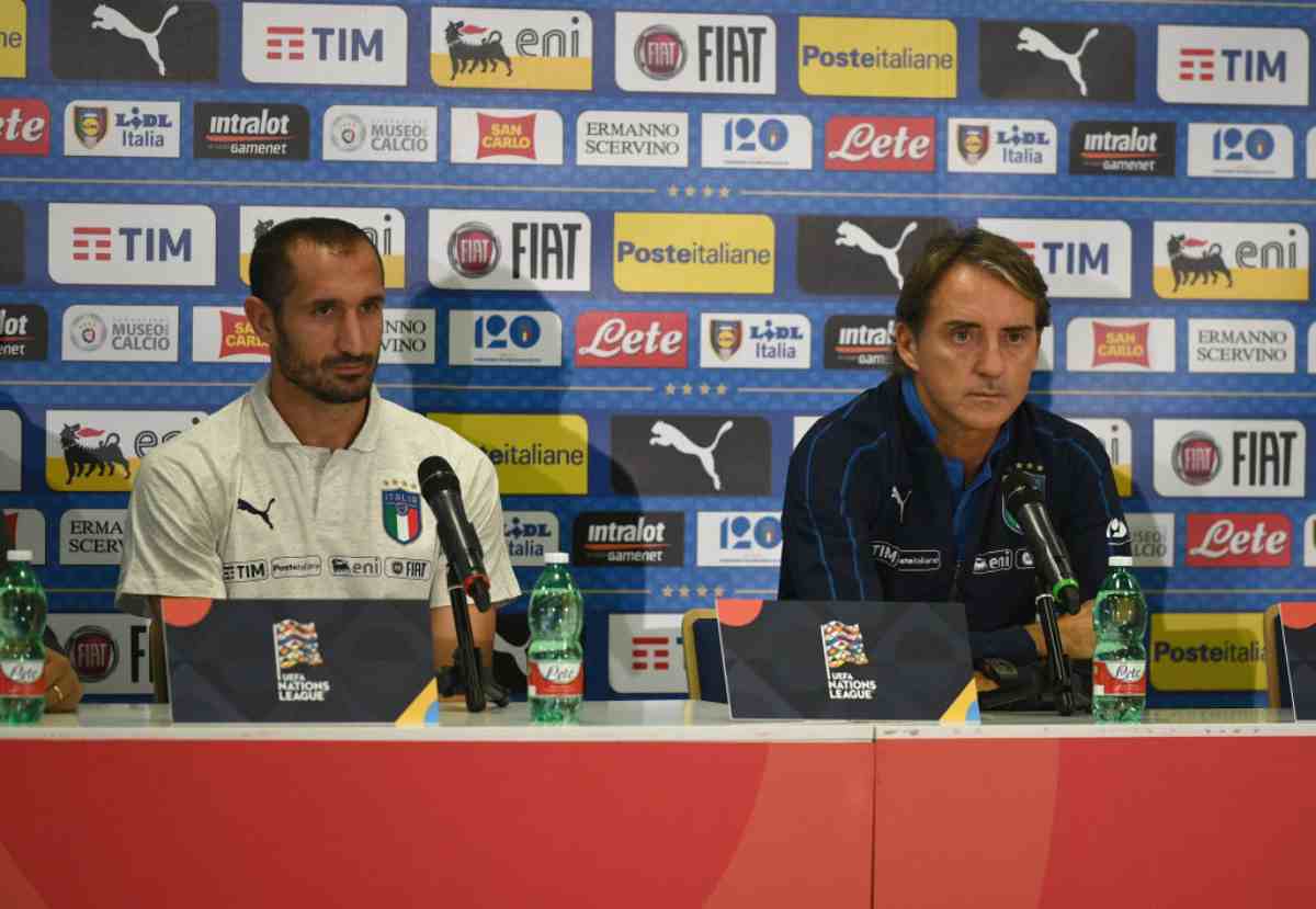 Mancini e Chiellini Italia vigilia Finlandia