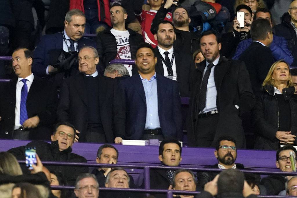 Ronaldo e Florentino Perez in tribuna a Valladolid