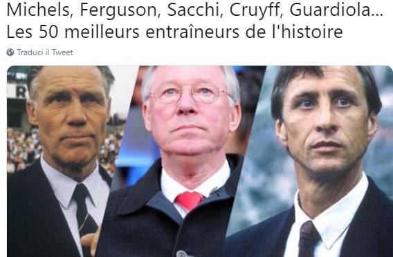 I 50 migliori allenatori della storia del calcio secondo France Football