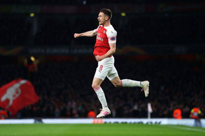 Ramsey vola in cielo dopo un suo goal