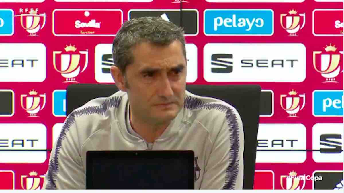 Ernesto Valverde parla in conferenza stampa alla viglia della Final de Copa del Rey contro il Valencia