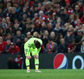 Leo Messi è rimasto a secco nella gara di ritorno a Liverpool