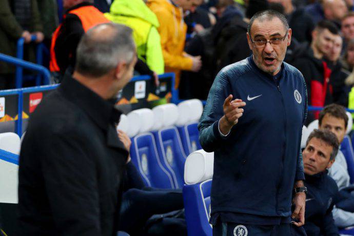 Sarri durante Chelsea-Eintracht