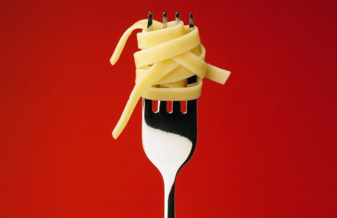 Forchetta con pasta per la dieta della Formula 1