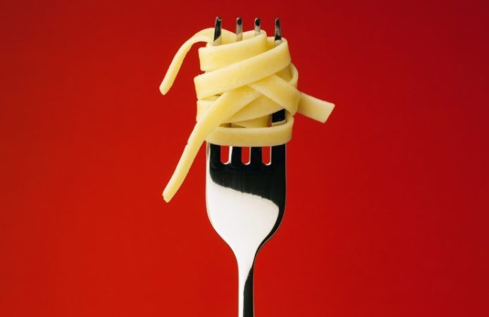 Forchetta con pasta per la dieta della Formula 1 