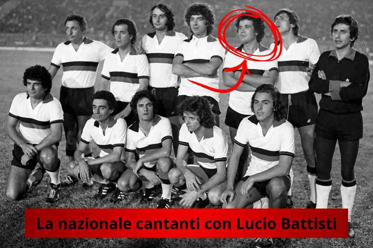 nazionale cantanti con Lucio Battisti nel 1975