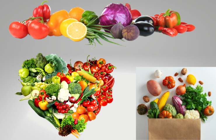 verdure e frutta di diversi colori