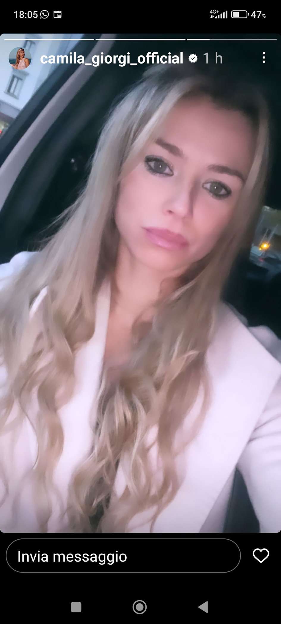 Camila Giorgi auto espressioni volto