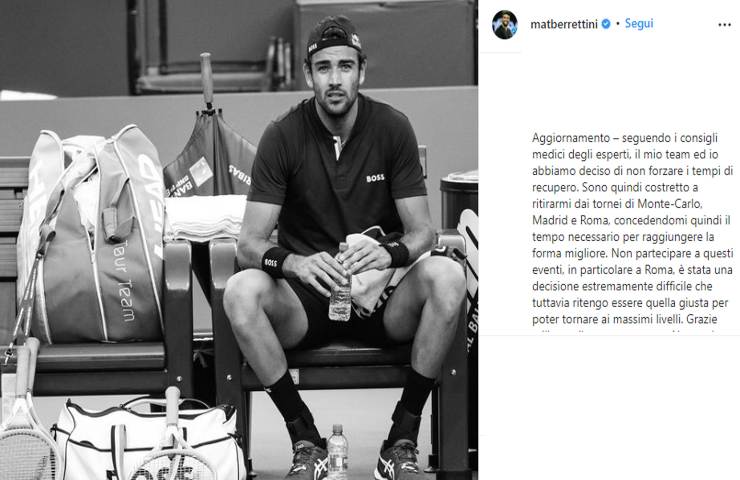 Berrettini infortunio rientro