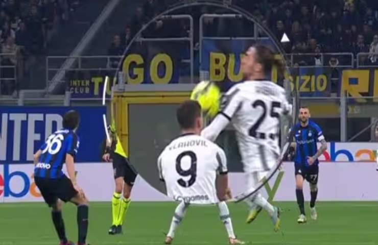 Rabiot fallo di mano gol Kostic Inter-Juventus