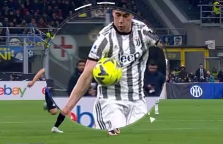 Vlahovic fallo di mano gol Kostic Inter-Juventus