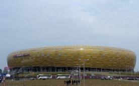 The Gdansk football stadium is pictured