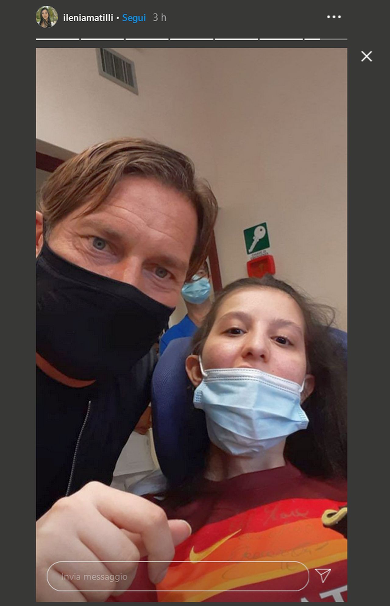 Totti con Ilenia in ospedale